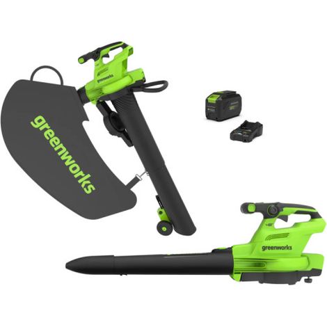 Brushless Vac-Blower DVT 48V GREENWORKS - Batería 4,0Ah y cargador - GD48BVIIK4