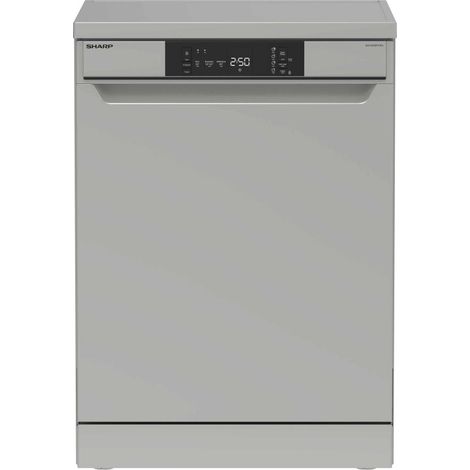 Sharp – Lave-vaisselle 60 cm – 13 couverts – Classe énergétique E – 3 programmes – Départ différé – Silver – Conso. eau 12L/cycle