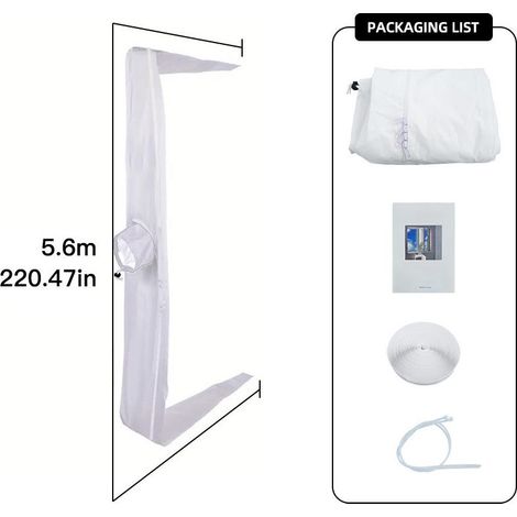 Bâche d'étanchéité universelle pour climatiseur mobile, kit pour fenêtre coulissante et porte-fenêtre, housse de protection épaisse 5,6m, anti-chaleur et anti-bruit (1/4)