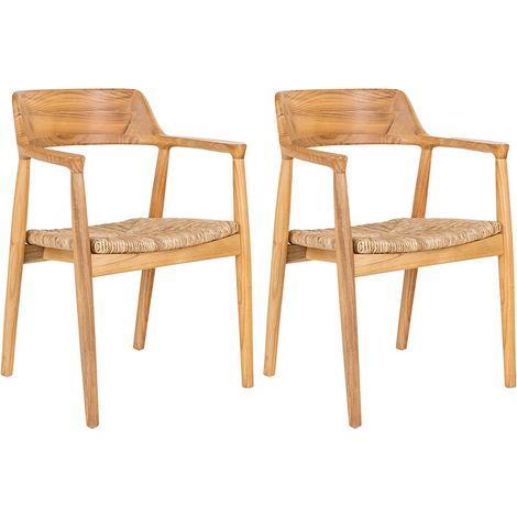 VANCOUVER - Lot de 2 Chaises en Bois de Sungai et Assise en Paille Naturelle (1/5)