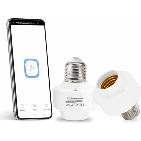 Douille d’ampoule WiFi intelligente E26 E27 Adaptateur, Support de base de lampe de télécommande sans fil (1/5)