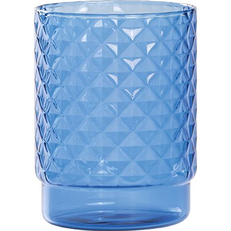 Isolano Set 4 Verres Tumbler Empilables En Verre Borosilicaté Soufflé À La Main, Couleur Bluino, Design Diamanté Pour Table Et Bar Moderne