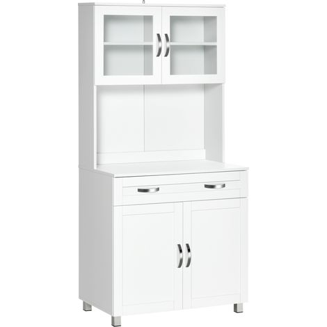 Aparador auxiliar de Cocina Buffet Armario con Cajón Estantes Ajustables Blanco (1/5)