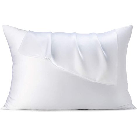 Taie d'oreiller en soie légère de luxe, couleur pure - blanc pur