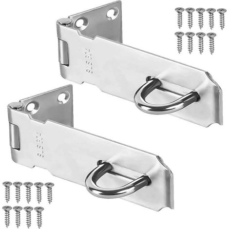 2x Haspen Riegelverschluss 12,7 cm Edelstahl mit Schrauben für Vorhängeschloss