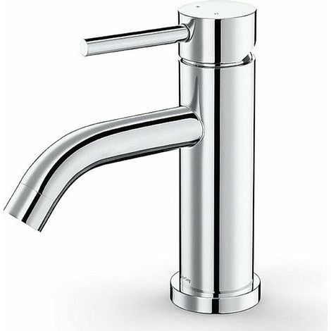 Robinet de salle de bain en acier inoxydable chromé, mélangeur d'eau chaude et froide, hauteur 18, 5 cm, longueur 19, 3 cm. (1/4)