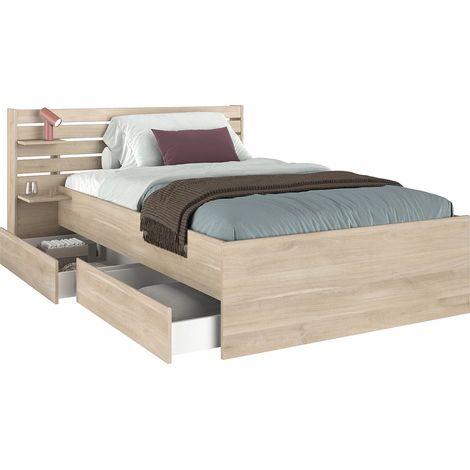 Letto 120 x 190 cm con 4 cassetti - Colore: Naturale - TENALIA (1/4)
