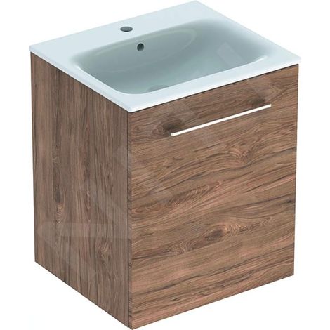 Geberit Selnova Square - Meuble-vasque 635x538x480 mm, avec vasque, 1 porte, noyer hickory 501.250.00.1 (1/3)