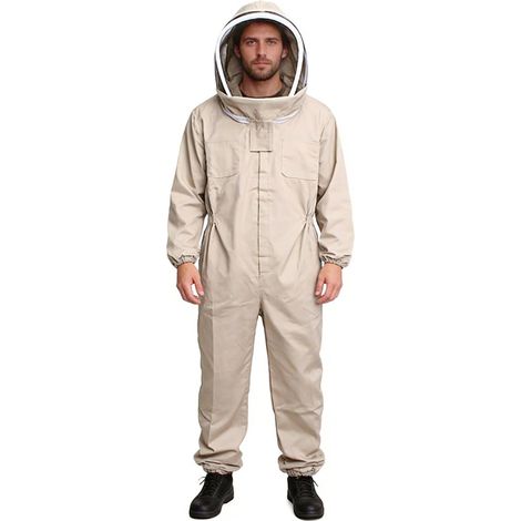 Beekeeping Jumpsuit Beekeeping Cotton Suit Full Protection One Piece with Detachable Hood Breathable for Beekeeper (XL) (1/3)