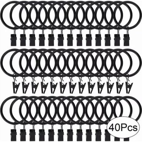 40 pinces à rideaux 38 mm, clips métalliques robustes, anneaux de suspension lourds pour stores et draperies, idéal pour hôtels, restaurants et bars (1/5)