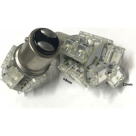 Coppia 2 Lampade Led BAY15D 1157 P21/5W Con 13 F5 Quadrato Colore Bianco Freddo 6000K 12V 2W