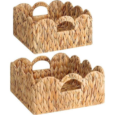 Panier en osier festonné, panier de chambre d'enfant avec poignées --- (1/5)
