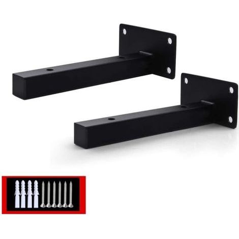 2Pcs Support de Tablette Flottant pour Usage intensif, Support Mural pour Support de quincaillerie dissimulée, Support de Tablette en métal, Acier Inoxydable, Noir(150mm)-ARCAN (1/5)