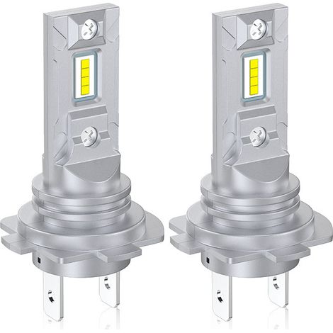 Lot de 2 ampoules de phares de voiture à LED H7 1:1 12 V 4000 lm 6000 K Lumière blanche Plug & Play Mini taille super lumineuse pour une dissipation thermique efficace
