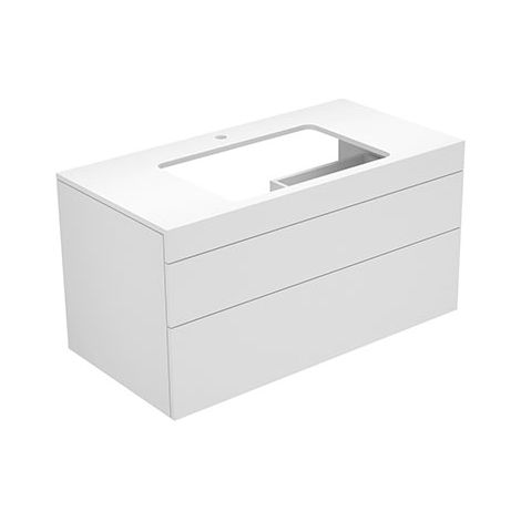 Keuco Edition 400 Vanity unit 31572, avec perçage de trous de robinet, 1050 x 546 x 535 mm, Corps/Avant: Blanc laqué brillant / Verre brillant essence brillant - 31572880100 (1/2)
