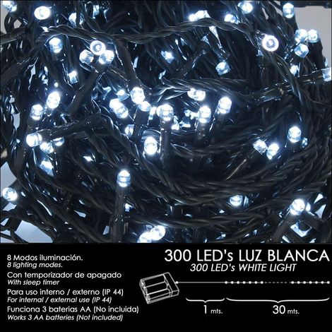 Luci natalizie a batteria 300 Led luce bianca da interno/esterno (IP44) (1/2)