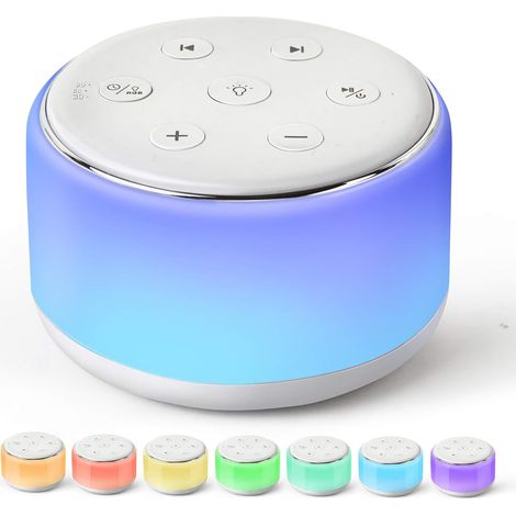 Machine à bruit blanc pour endormir bébé avec veilleuse - 34 sons apaisants, machine à bruit blanc rechargeable pour enfants et adultes, berceuse portable pour bébé (1/5)