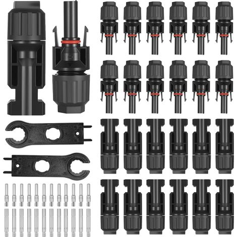 12 Paires Connecteur MC4, Connecteur PV Cable Panneau Solaire, Connecteurs de Panneau Photovoltaique IP67, Mâle/Femelle Connecteurs de Câbles Solaires pour 2,5 mm²/4 mm²/6 mm² (1/5)