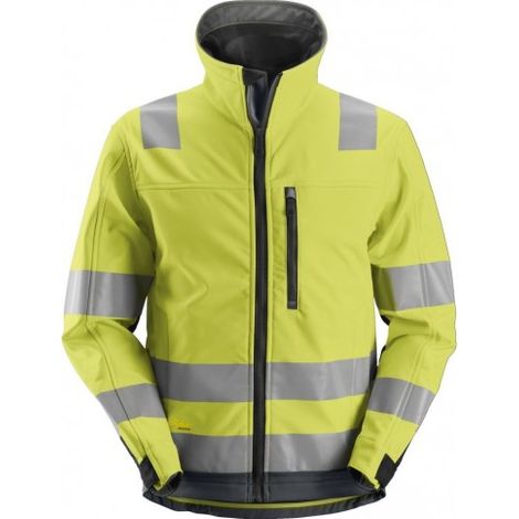 CHAQUETA SOFTSHELL ALLROUNDWORK ALTA VISIBILIDAD CL.3 AMARILLO-GRIS ACERO T-L - AGHASA SNICKERS