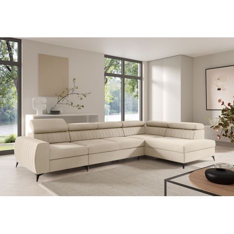 Ecksofa Schlafsofa Sofa TORONTO XL Stoff Element Creme Ottomane Rechts (1/4)