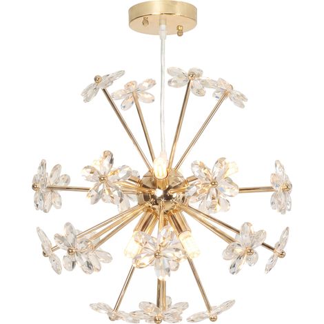 HOMCOM Crystal Chandeliers Ceiling Light with Flower, Pendant Light, Clear (1/5)