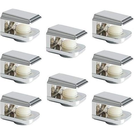 Lntyq Support Étagère Verre Support d'Étagère Réglable et Adaptable d'Épaisseur de 5-8MM pour Salle de Bain, Fixation Murale à Vis, Finition Chrome Poli en Alliage de Zinc, 8 Pcs (1/4)