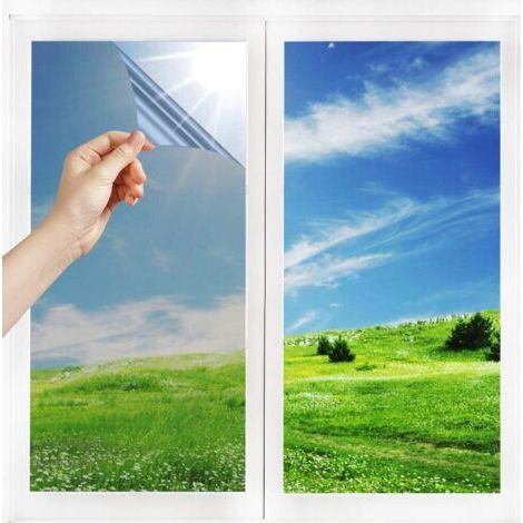 Film Miroir Fenêtre sans Tain Anti Chaleur Anti-Regard Contrôle de la Température Protection pour Fenêtre Maison Bureau Magasin (45X400cm, Argent) (1/5)