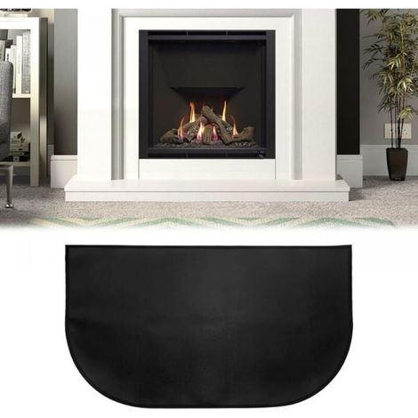 Tapis de Cheminأ©e, Tapis De Protection Anti Feu, Tapis Ignifuge Devant De Cheminee, Tapis Anti Feu Devant Cheminee, Demi-Rond pour Cheminأ©e, Poأھle, Barbecue, Noir (102x50) (1/5)