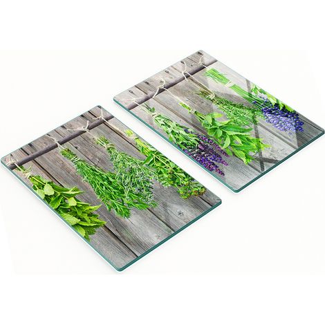 Stilvolle und robuste Glasplatten mit Kräutermuster, 2 x 40 x 52 cm (1/5)
