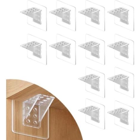 Lot de 12 adhésifs de fixation pour étagère, lot de 12 bandes adhésives de fixation murale, étagère murale colorée avec bandes adhésives non perforées (1/5)