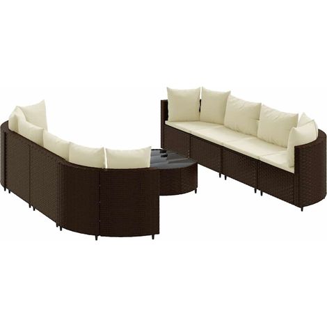Set Divani da Giardino 9pz con Cuscini Marrone in Polyrattan vidaXL (1/5)