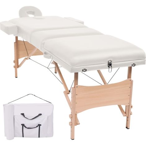 Table de massage pliable à 3 zones - Table de relaxation 10 cm d'épaisseur Blanc BV218386 - BonneVie (1/5)