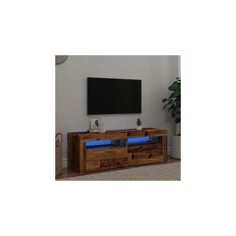Meuble TV avec lumières LED vieux bois bois d'ingénierie (1/5)
