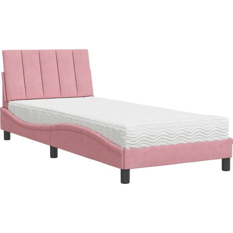 Maison Exclusive - Lit avec matelas Hanko rose 90x190 cm velours