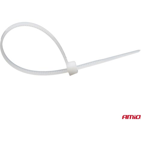 Colliers de serrage blancs 3,6 × 150 mm, 100 pièces, amio-04308 (1/4)