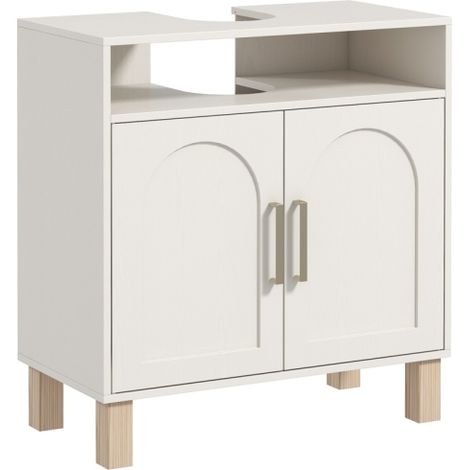 Cream White Under Sink Cabinet for Basin Storage - Stylish and Functional Organizer for Your Bathroom or Kitchen