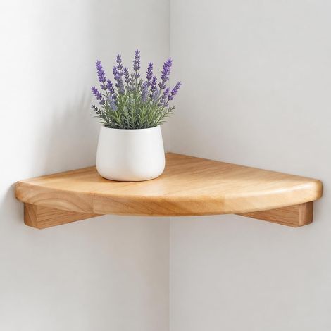 ÉTagèRe d'angle Murale en Bois Chocolat Forme Secteur 15.00 Cm Bois Chocolat, Forme Secteur, Salle De Bain Chambre Salon Cuisine Bureau (1/5)
