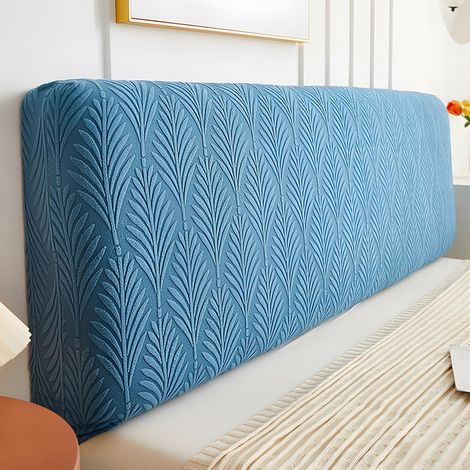 Funda de cabecero jacquard, lavable, elástica, estilo moderno, universal antipolvo, azul, longitud del cabecero 180 cm. (1/5)