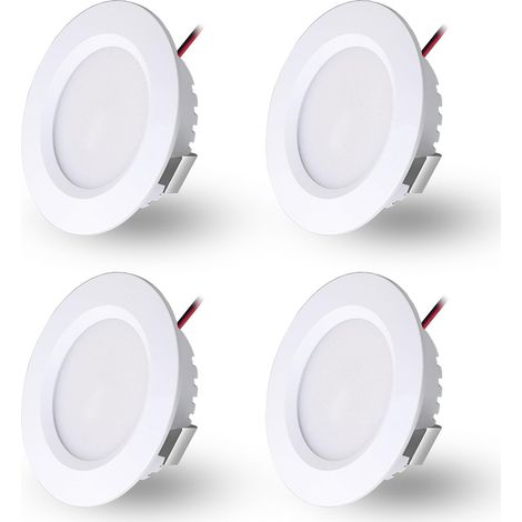 Spot LED Encastrable 230V 3W, LED Spot Etanche Salle de Bain IP44, Spots de plafond Trou Φ55-58mm, Extra Plat 15mm, Spots Encastrés Pour cuisine chambre, Lot de 4 (Blanc,Blanc Chaud 3000K) (1/5)