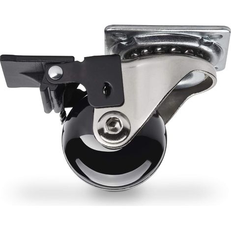 Möbelrolle SWIFT Ø 35 mm Tragkraft bis 35 Kg je Rolle Schwarz mit Feststeller