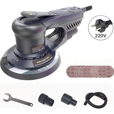 Ponceuse orbitale électrique 220 V, moteur sans balais, 5,0 mm oscillation, ponceuse sans poussière, outil de rénovation mur et plafond