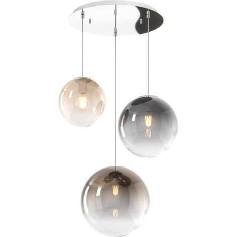 SOSP. CROMO 3 LUCI TONDO VETRI (1 PICCOLO AMBRA+1 MEDIO FUME'+1 GRANDE BRONZO) 1194CR-S3 TMIX-MC