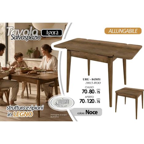 Mesa extensible 70x120x75 color noce