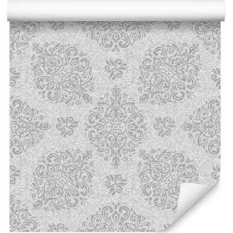 Papier peint ornemental dans les tons de gris pour salon et chambre 50x1000 cm (1/5)