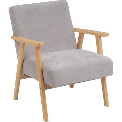 Poltrona Vintage Design in Ciniglia Grigio Soggiorno Salotto 67x79x84cm (1/5)
