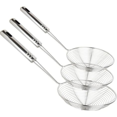 Schaumlöffel zum Kochen und Frittieren (Farbe: Silber), Menge: 3 Stück