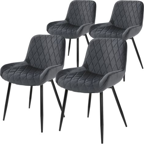 ML-Design Set di 4 Sedie per Sala da Pranzo Antracite con Schienale Sedia Imbottita per Cucina con Rivestimento in Velluto Gambe in Metallo Sedia Salotto Soggiorno Materiale Traspirante e Morbido