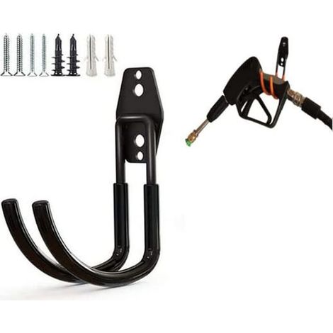 Wandmontierte Halterung für Autoreiniger, robuste Metallhalterung für Hochdruckreiniger, Haken für Spritzpistole/Gartenschlauch/Wasserschlauch (schwarz) (1/5)