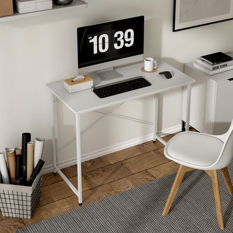WOLTU Schreibtisch Computertisch Bürotisch mit Metallgestell, PC-Schreibtisch für Büro Homeoffice Arbeitszimmer Schlafzimmer, aus Holzwerkstoff, 100x50x75.5cm, Weiß