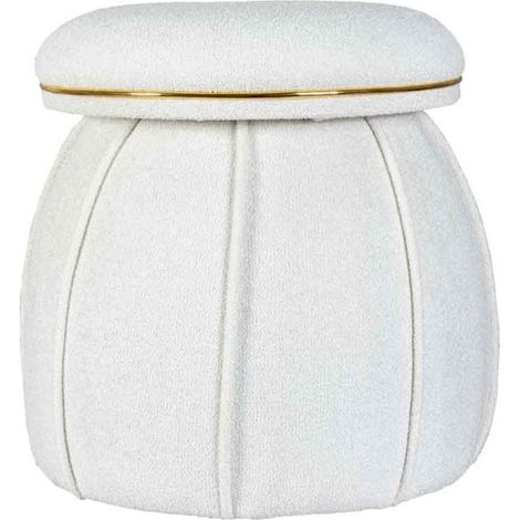Tabouret Rond Déco "Corin" 55cm Blanc & Or (1/4)